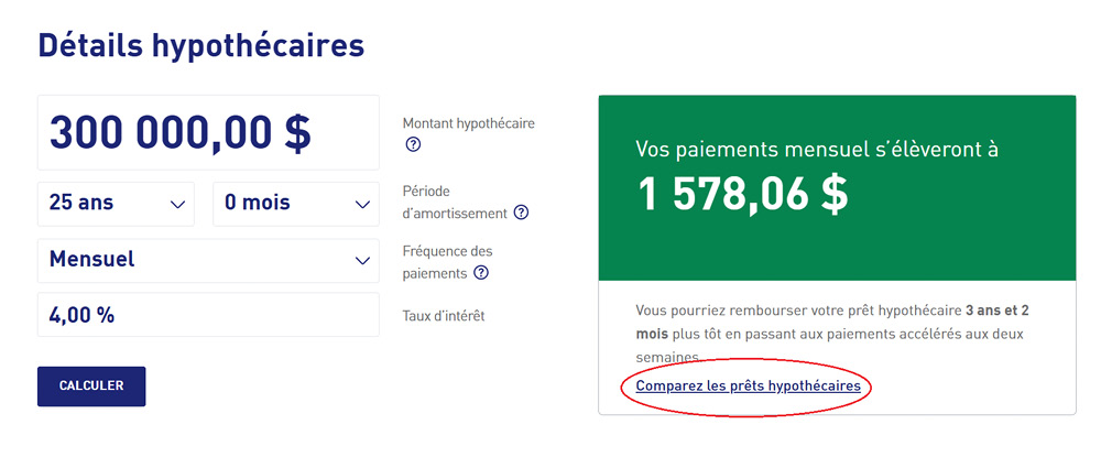 Comparez les prêts hypothécaires 
	tous les détails